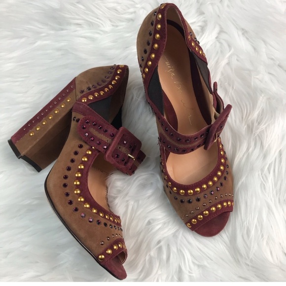 LUIZA BARCELOS heels burgundy and tan - Picture 1 of 9